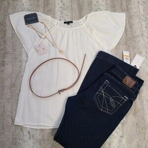 1. State Nordstrom Peasant Blouse Women's Small Boho Western Classic Neutral